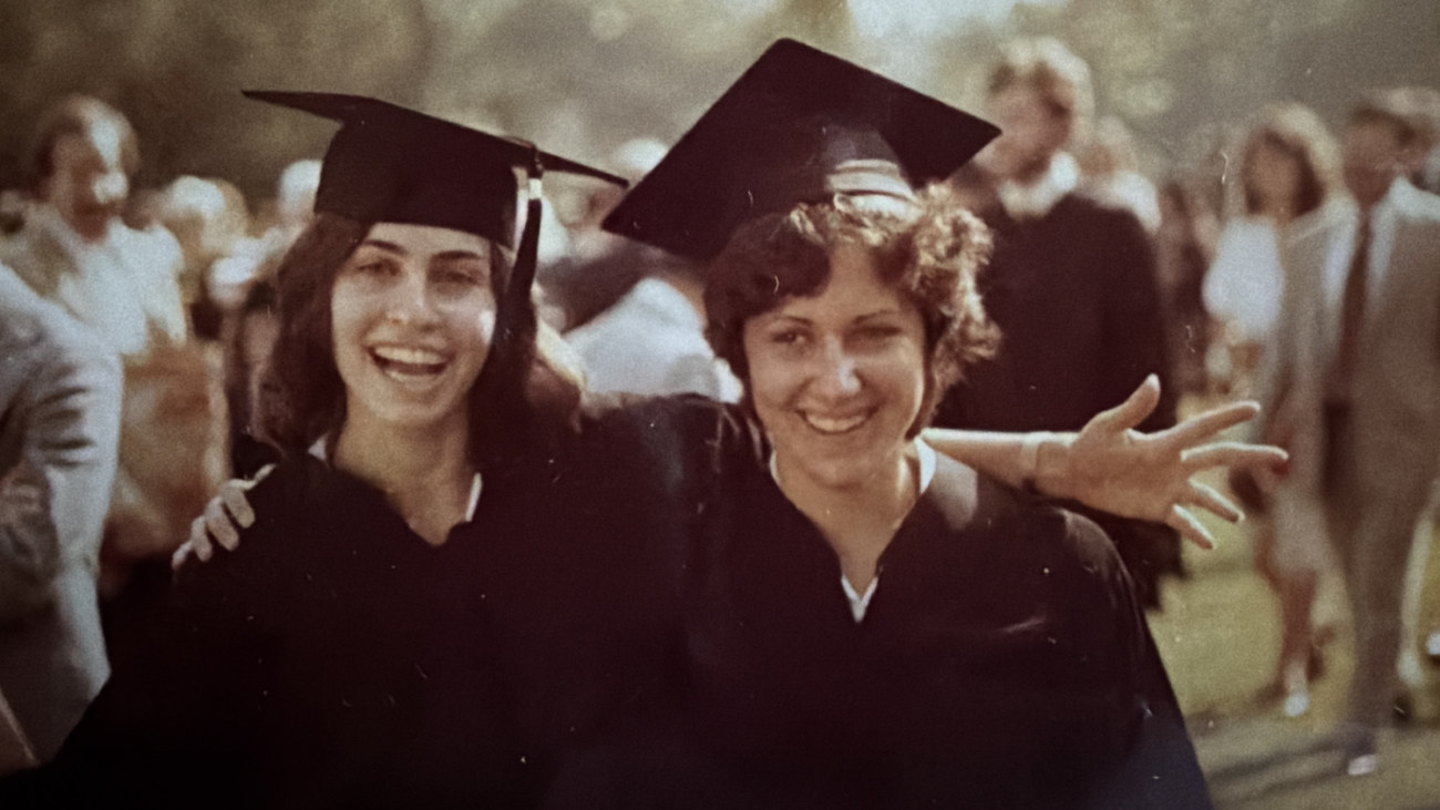 Karen Kraemer with classmate Elisa Heather Halpern