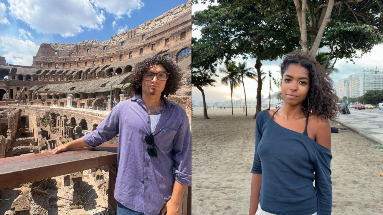 SURP students Kobe Leonor in Rome and Zena Almeida-Warwin in Rio de Janeiro