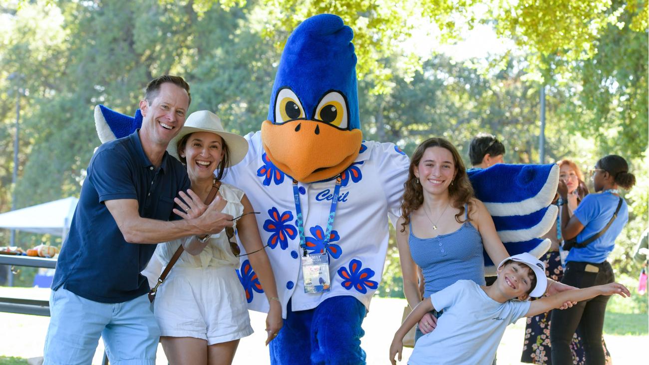 Family with Cecil at Pomona College Family Weekend