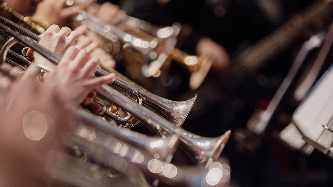row of trumpets