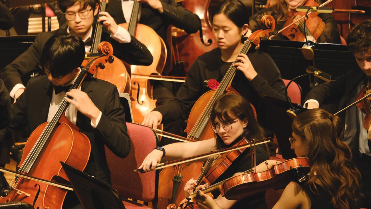 Pomona College Orchestra cello and violas