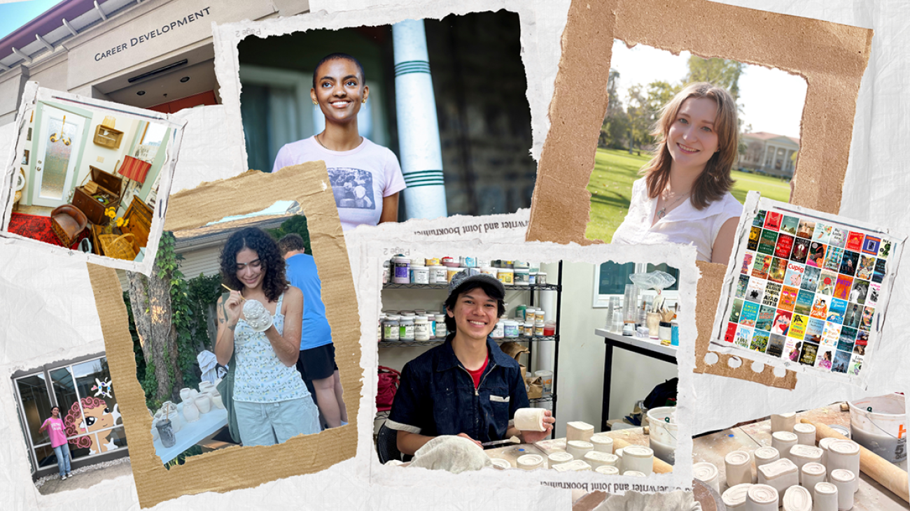 Collage of photos of students smiling at camera.