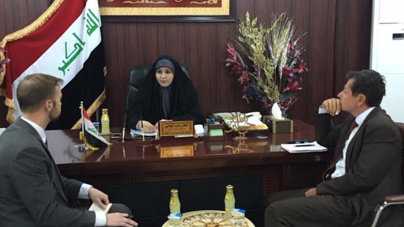 Boduszynski meets a female legislator in Basrah, Iraq.