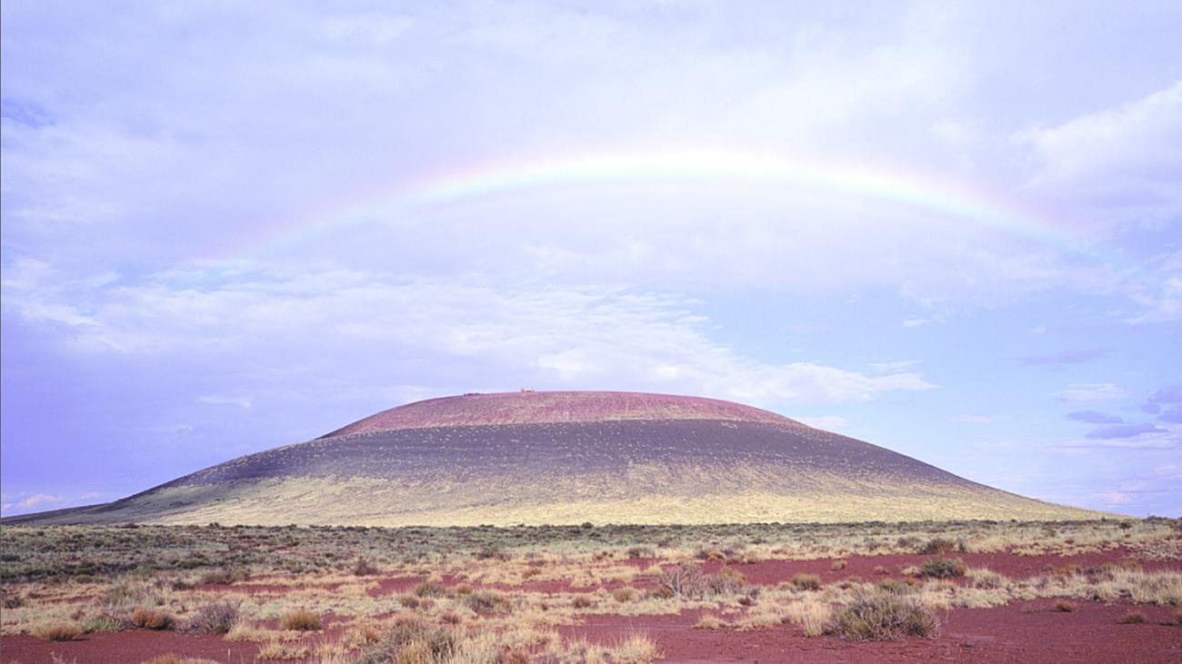 A rainbow over Rodin Crater