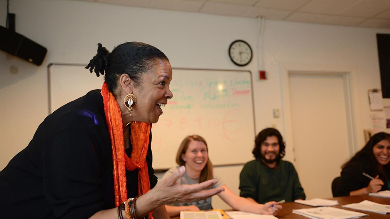 Art History Professor Phyllis Jackson in class