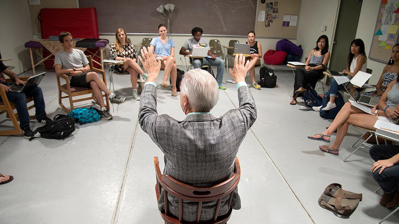 Professor Anthony Shay teaching a class at Pomona College