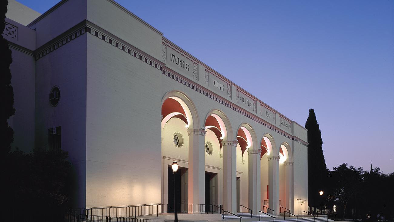 Big Bridges Auditorium in the evening