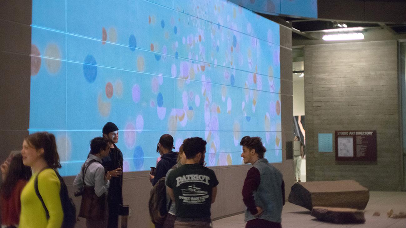 Image from opening reception of Inland exhibition at Pomona College in April 2015