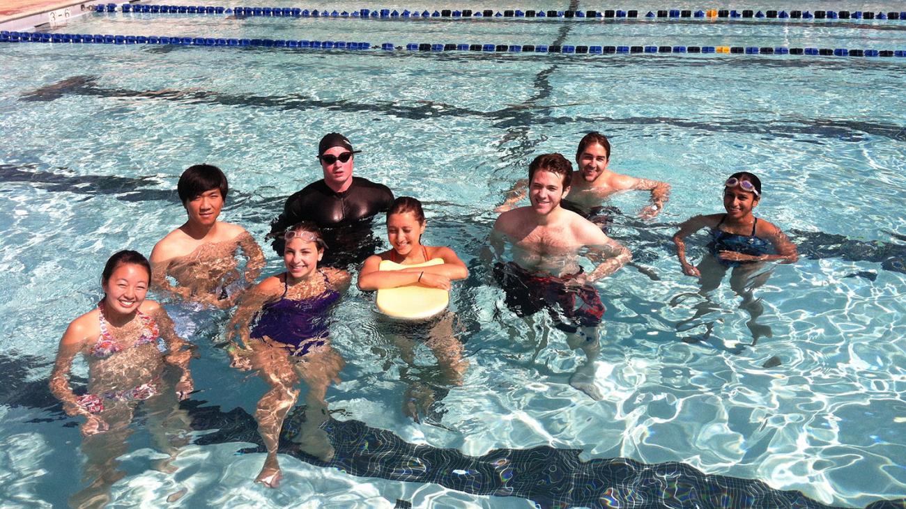 Cardio/Strength class enjoys a pool work-out