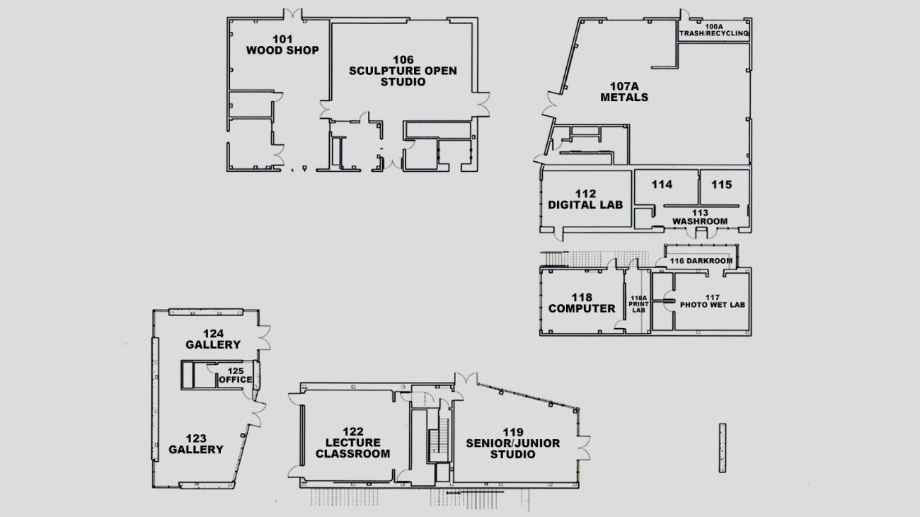 1st Floor map of Studio Art Hall (text version in page content)