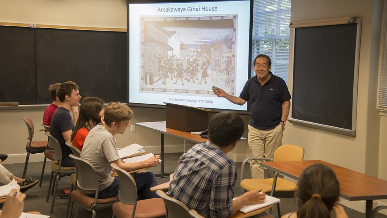 In class with Professor of History Sam Yamashita